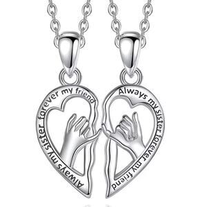925 Silver Freindship Necklace Set Sisters Women's Vintage Inspired 90s Y2K Gift